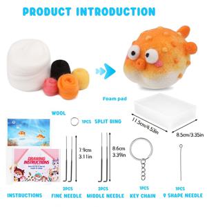 TEMU 바늘 펠트 키트, 퍼퍼, 폼 패드, 로빙, 사용 설명서 포함, 성인용