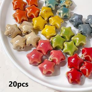 TEMU 빈티지 별 세라믹 비즈 10/20개, 펜던트 비즈, 루스 비즈, 수제 주얼리 직조 재료 및 기타 공예 용품