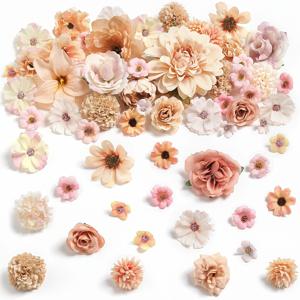 TEMU 25개 인조 꽃머리 인공 다리아 장미 데이지 꽃 공예 케이크 꽃 화환 부케 웨딩 브라이덜 파티 샤워 졸업 시즌 홈 데코