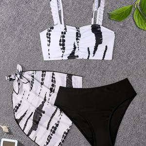 TEMU 여아용 새로운 스타일리시 프린트 비키니 수영복 세트, 유럽 및 미국 스타일의 귀엽고 트렌디한 디자인