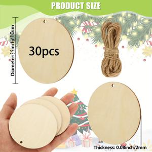 TEMU 구멍이 있는 원형 나무 제품 15/30/50개입, 10X10cm / 4X4인치, 공예 및 장식용 빈 나무 판, 홈 데코, 친구 및 가족을 위한 수제 선물, 레이저 컷팅, 우드 버닝