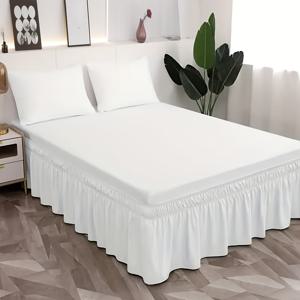 TEMU 우아한 16인치 침대 스커트, 100% 울트라파인 마이크로파이버 침대 스커트 1개, 탄성 밴드 2개 포함