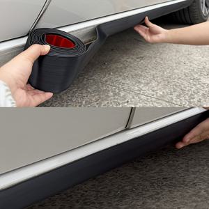 TEMU 2미터 길이의 6.8cm 폭의 전면 흰색 자체 접착식 자동차 사이드 스커트 스트립 롤, 스크래치 및 구멍 커버용, PVC 플라스틱 재질, 아크릴 백킹으로 손상 없는 설치, 양쪽 차량에 적합