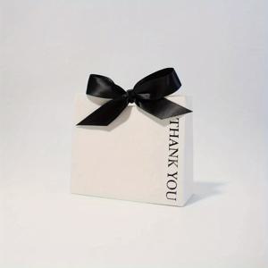 TEMU 10개 세트 - 수직 프린팅, 새틴리본 장식이 있는 우아한 미니 선물박스 (블랙 & 화이트), 웨딩/베이비샤워/생일파티용 사은품함 / 보석류·사탕포장 ·크리스마스,할로윈