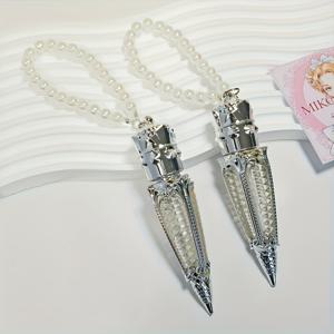 TEMU 브러시 헤드와 체인 모양이 있는 빈 립글로스 튜브 2개, 골든 실버리 당근 모양 리필 가능한 립 오일 컨테이너, 럭셔리 여성용 DIY 여행 분할 병 액세서리