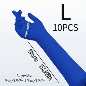 TEMU 10/20/30개 추가 긴 16인치 블루 니트릴 장갑, 방수 및 미끄럼 방지 기능이 있으며 가정용 청소, 주방 및 설거지에 적합합니다