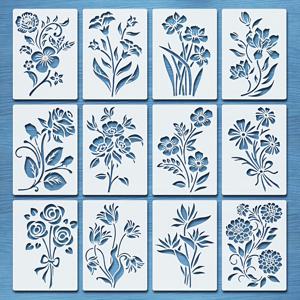 TEMU 12개 야생 꽃 스텐실 - 5