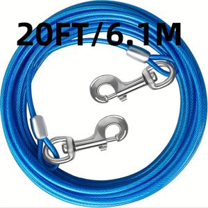 TEMU 강아지 울타리 케이블 10/15/ FT 러너, 튼튼한 슈퍼 클립이 달린 스틸 와이어 케이블, 실외 강아지 리드용 파란색 체인, 최대 165 Lbs까지 큰견용