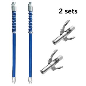 TEMU 2세트 헤비듀티 스틸 그리스 건 커플러, 수동 윤활유 펌프 인젝터용 더블 핸들 그리스 니플, 11.8인치 호스, M6/M8/M10/M14 호환, 작업장 자동차 부품 그리스 충전 도구, 차량 교체 부품