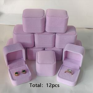 TEMU 화이트, 핑크, 그레이 12개 소프트 벨벳 링 박스. 커플링, 귀걸이, 스터드, 배지, 동전용 주얼리 선물 상자 - 결혼식, 약혼, 생일, 발렌타인데이, 어머니날 선물에 이상적