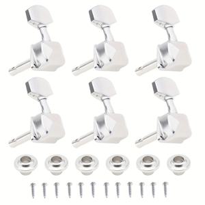 TEMU 6개 크롬 기타 튜닝 페그 3R+3L 세미 클로즈드 머신 헤드 튜너, 어쿠스틱 포크 기타용