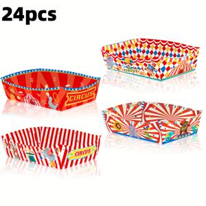 TEMU 24개 세트 - 카니발 서커스 광대 사자 파티 스낵 트레이, 무지 종이 박스, 축제 장식, 가게 케이크 샵 스낵 스트리트 홈 오피스 커피숍 용품