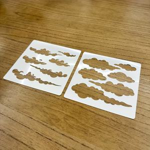 TEMU 2pcs 귀여운 하늘 구름 스텐실 템플릿, DIY 스크랩북, 그림 그리기, 인장, 플라스틱 스텐실 세트에 적합, 크기 15.24x15.24cm