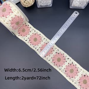 TEMU 2 야드/72인치, 인기 클래식 코바늘 스타일 꽃 레이스, 코바늘 스타일 엣지의 자수 레이스, 에스닉 패션 및 추가용품에 적합, 의류, 신발, 모자, 가방, 재료