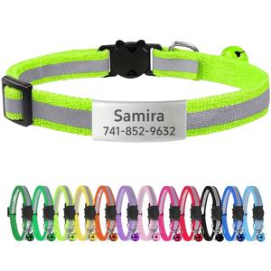 TEMU ID 태그가 달린 맞춤형 반사 고양이 목걸이, 안전 탈출 디자인, 고양이와 강아지용 핑크색 아기 고양이 목걸이 (종이 종소리 포함) - 털옷 친구들을 위한 이상적인 선물.