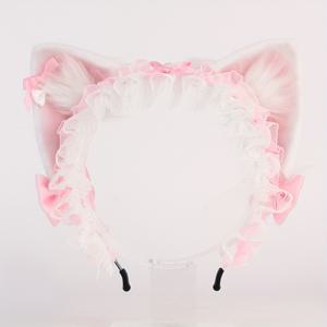 TEMU 로리타 스타일 리본 & 레이스 동물귀 헤드피스 - 일본/한국 카와이 헤어 액세서리, 파티, 데일리웨어용 - 크리스마스, 할로윈, 테마 이벤트용 귀여운 로리타 의상 (건조 전용)