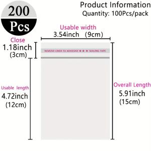 TEMU 남녀공용 선물용 OPP 자체 밀봉 접착식 씰 투명 비닐봉투 200개, 셀로판 봉투, 이중층 두께 0.048mm, 배달 포장용 다양한 사이즈 선택 가능, 생일 파티 선물, 결혼 선물, 주얼리 포장 및 보관용 봉투, 공예품, 카드, 책, 양말, 일상용품, 의류, 주얼리, 헤어 액세서리, 문구류, 양말, 집 정리, 문구류, 주얼리, 선물 포장에 이상적