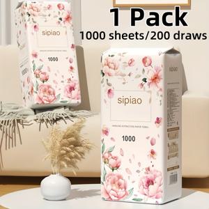 TEMU 1팩 총 1000장 (200매, 5겹 두께) 대용량 걸이형 티슈 페이퍼, 습식 겸용, 부드럽고 튼튼한 냅킨, 가정, 상업용, 호텔용, 홈 티슈 보관 | 우아한 티슈 박스 | 부드러운 티슈 페이퍼 걸이형 티슈 타월