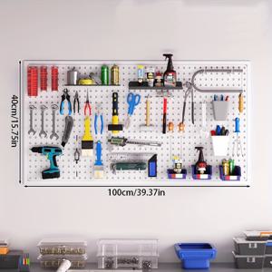 TEMU 40*100cm 페그보드 (후크 홀 20개), 공구, 하드웨어, 책, 장난감 및 전자 제품을 위한 다용도 수납 랙, 다용도 선반