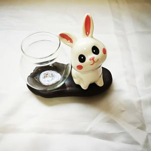 TEMU 유리 수경 병 - 세라믹 토끼 - 세라믹 받침대, 힐링 세라믹 토끼 장식 세트 (3개) | 파티 장식, 창의적인 소형 식물 수경 용기, 현관, 사무실 책상 장식