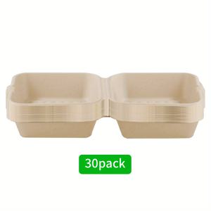 TEMU 10/20/30개입 일회용 대나무 섬유 식품 용기, 스타일리시하고 휴대 가능, 플립형 디자인, 버거, 케이크 및 다양한 음식에 적합, 사무실, 피크닉, 결혼식 및 다기능 식품 포장에 이상적
