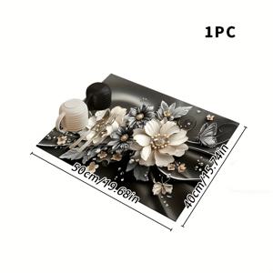 TEMU 커피 머신 매트 1개, 2D 꽃과 나비 테마 프린트 퀵매트, 주방 식기 건조 매트, 부드러운 고무 뒷면의 높은 흡수성 - 미끄럼 방지, 내마모성, 단열, 다양한 조리대를 효과적으로 보호, 침실 및 주방용 장식용 테이블 매트, 파티 컵받침, 파티 장식, 명절 선물, 가족 선물로 완벽