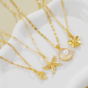 TEMU IF YOU 4피스 비치 세트 - 해양 조개, , 조개 & 조개껍질 펜던트와 클러스터 - 목걸이 & 세련된 매칭 체인 - 휴가, 파티, 캐주얼 복장용 - 해양 매력 선물