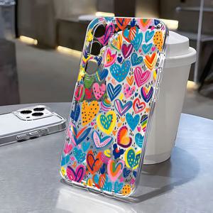 TEMU 휴대폰 케이스 - 생생한 하트 패턴 디자인, 삼성 갤럭시 S25, S24, S23, S22, S21 울트라, 플러스, FE, A02~A16, A20~A30, A33, A34, A35, A50~A54, A72, A73 호환 완전 밀폐형 TPU 폰 케이스