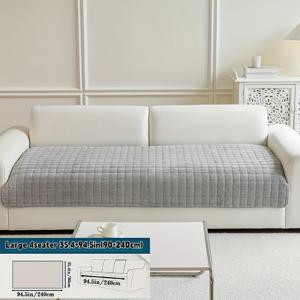 TEMU 단색 밀크 벨벳 플러시 미끄럼 방지 소파 커버 1개, 반려동물 친화적, 포근하고 통기성 좋음, 스타일리시한 홈 데코, 거실, 침실 및 사무실에 적합, 100% 폴리에스터 섬유 재질, 세탁기 사용 가능, 손세탁 가능