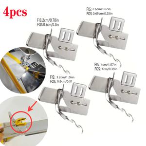TEMU 재봉틀 헤머/롤러 발판 4개 세트 | 산업용 및 빈티지 재봉틀용 범용 네발톱 헤머, 압발판 교체 불필요 | 사이드 가이드가 있는 조절식 斜裁 바인딩 부착물, 산업용 및 가정용 재봉틀에 적합