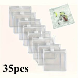 TEMU 15/35/45개 투명 재사용 가능한 지퍼백 - 휴대용 플라스틱 보관 가방, 주얼리, 화장품, 사무용품 및 소품용, 광택 표면, 직사각형 모양, 지퍼 잠금, 주얼리 정리 수납, 주얼리 스크롤, 주얼리 롤