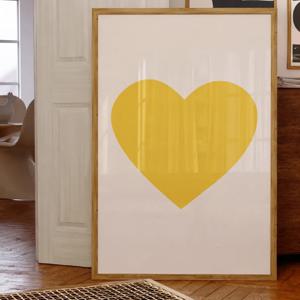 TEMU 1개, 벽 장식, 빈티지 포스터, 미드 센추리 데이 노란 하트 벽 장식, 레트로 펑키 도시 뉴욕 분위기 프린트 프린트, 방, 침실, 거실 장식, 집들이 선물, 액자 미포함
