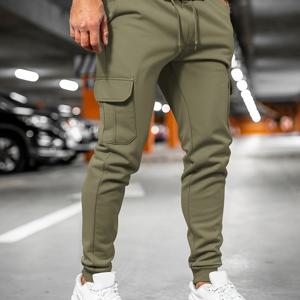 TEMU 남성용 신상 봄/가을 오버롤, 멀티 포켓 겨울 기모 안감 캐주얼 따뜻한 드로스트링 발목 묶음 바지, 내마모성 작업 바지