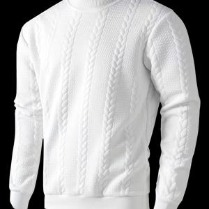 TEMU 인기 신상 남성용 하이 라운드넥 스웨트셔츠, 패셔너블한 빅 패턴 디자인 남성용 클래식 캐주얼 스웨트셔츠, 가을 겨울 봄용 긴팔 스웨트셔츠