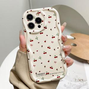 TEMU 휴대폰 케이스 - 스위트 체리 리본 폰 케이스, TPU 충격 방지 보호 커버, 발렌타인데이 및 생일 선물로 완벽, Apple iPhone 시리즈 11/12/13/14/15/16/16PRO/16PROMAX 및 Samsung 시리즈 A25/A26/A33(5G)/A35/A55/S23/S24 Ultra 호환