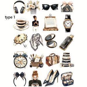 TEMU 1팩 패션 블랙 스웨터 어반 플래너 스티커 | 2D 창의적인 핸드메이드 장식 스크랩북 저널 사진 공예 종이 스티커 세트 (학교용, 자가 접착, 글리터, 반광 마감)