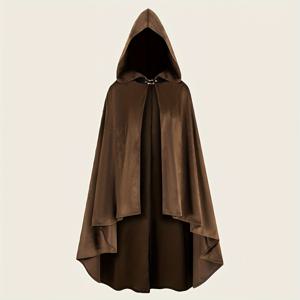 TEMU 벨벳 중세 기사 후드 가죽 버클 코스튬 바이킹 스타일 망토 마녀 할로윈 마스크 파티 무대 공연 의상 롤플레잉 의상 마법사 숄 빈티지 이어 마술사 로브 케이프