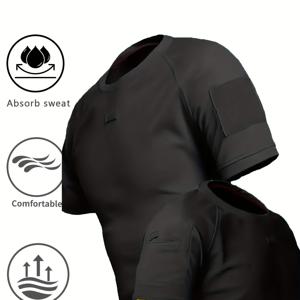 TEMU 남성용 택티컬 여름 흡습속건 통기성 스트레치 크루넥 반팔 작업복 티셔츠, 아웃도어 스포츠, 캐주얼, 하이킹, 낚시, 캠핑, 사이클링, 등산, 헬스용