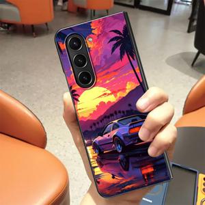 TEMU 휴대폰 케이스 - 노을을 본 흰색 세단, 삼성 갤럭시 Z 폴드 시리즈 케이스 (Z Fold6, Z Fold5, Z Fold7, Z Fold4, Z Fold3 포함)에 적합