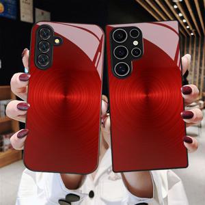 TEMU 휴대폰 케이스 - 레드 메탈 텍스처 그라데이션 패턴, 렌즈 보호 기능 포함, 삼성 갤럭시 S9+/S10/S20+/S20 울트라/S21 5G/S21+/S22/S23 플러스/S24 플러스/S25/S25 엣지/노트 9/노트 10/노트 10+/노트 20/노트 20 울트라 호환, 낙하 방지 강화 유리 보호