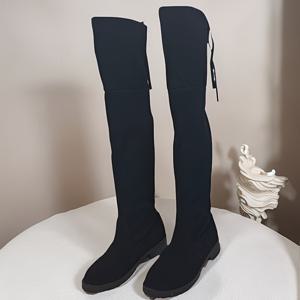 TEMU 새로운 여성용 오버 더 키니 부츠는 단색 플러시 원단으로 제작되었으며 부드럽고 피부 친화적이므로 편안함을 제공합니다. 여성 신발