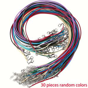 TEMU 30개입 PU 가죽 목걸이 끈 (랍스터 클립 포함) - 펜던트 & 팔찌 제작용, 조절 가능 1.5mm 두께 18인치 가죽 스트랩, DIY 공예용 다색상 (소규모 비즈니스 용품)