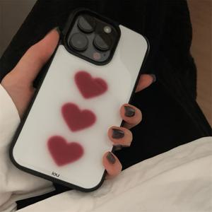 TEMU 아이폰 17 PRO MAX 케이스, 흰색 배경에 세 개의 빨간 하트 패턴, 신형 모델 17 Air/11/1716 PRO MAX/16/15 PRO MAX/15 PLUS/15/14 PRO MAX/14 PRO/14/13/12/11/X/XR/XS MAX용, 낙하 방지, 고품질, 비즈니스, 보호 커버, 스타일리시, 라이트 럭셔리
