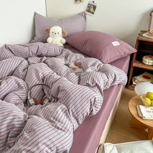 TEMU 혼합 침구 - 이불 커버 1개, 침대 시트 1개, 베갯잇 2개 포함. 고급스러운 스타일, 부드럽고 피부 친화적, 우아한 침구 (이불 및 베개 속통은 포함되지 않음). 통기성 및 땀 흡수성이 뛰어난 원단