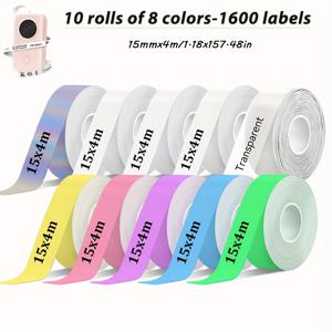 TEMU 15x30mm 멀티컬러 라벨 용지, 자체 접착 라벨 스티커, 할로윈, 크리스마스, 추수감사절에 적합, 휴일 선물 포장, 사무용품 표시에 이상적, D30/P15/P12/D32/D35/Q30/Q2 호환