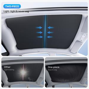 TEMU 2020-2025 테슬라 모델 Y용 선쉐이드 [절대 처지지 않음, 나노 아이스 코팅] UV 반사 유리 루프 썬쉐이드, 테슬라 모델 Y 2020~2025용, 테슬라 인테리어용 블랙 또는 화이트 색상 선택 가능