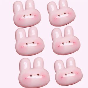 TEMU 귀여운 얼굴 붉힌 토끼 냉장고 자석 6개 세트 - 생생한 색상으로 냉장고, 사무실 및 집을 장식하는 데 완벽하며 주방 및 사무실 장식에 이상적입니다.