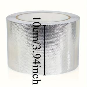 TEMU 1롤 3.94인치 유리 섬유 알루미늄 포일 테이프 - 고온, UV 저항 내열 접착 테이프 (전기 장비, 파이프, HVAC, 태양광, 주방 배기, 배관 장치용) - 다용도 표면 사용 (금속, 나무, 유리, 플라스틱)