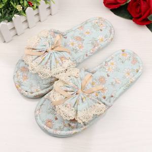 TEMU [] 3중 쿠션 실내화 들꽃 플라워 레이스 실내화 푹신한 층간소음방지 미끄럼 삼중패드 거실화 면슬리퍼