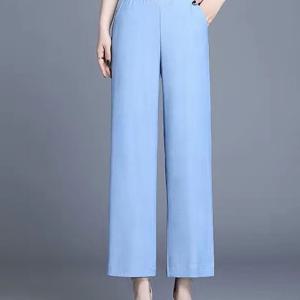 TEMU 여성용 여름 얇은 쿨 캐주얼 슬랙스 청바지 하이웨스트 밴딩 9부 데님 와이드 팬츠 슬림소녀 SLIM GIRL